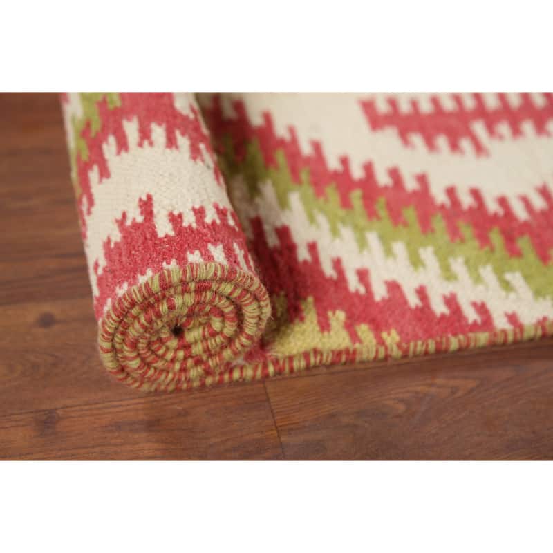 Flat Weave Pile Kilim Reversible Area Rug Hand-Knotted Wool Carpet - 4'10"x 7'10"