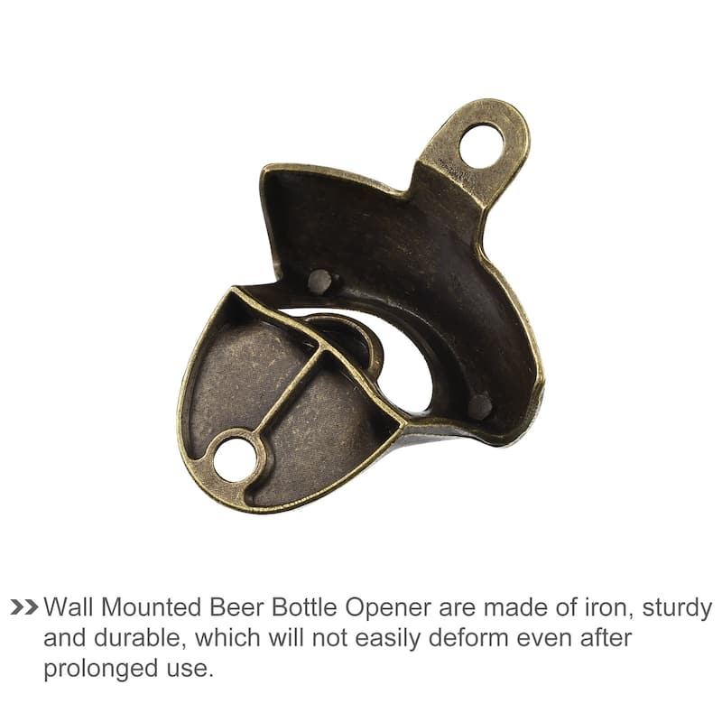 2pcs Wall Mounted Cast Iron Beer Bottle Opener Kitchen Bars Tools, Bronze