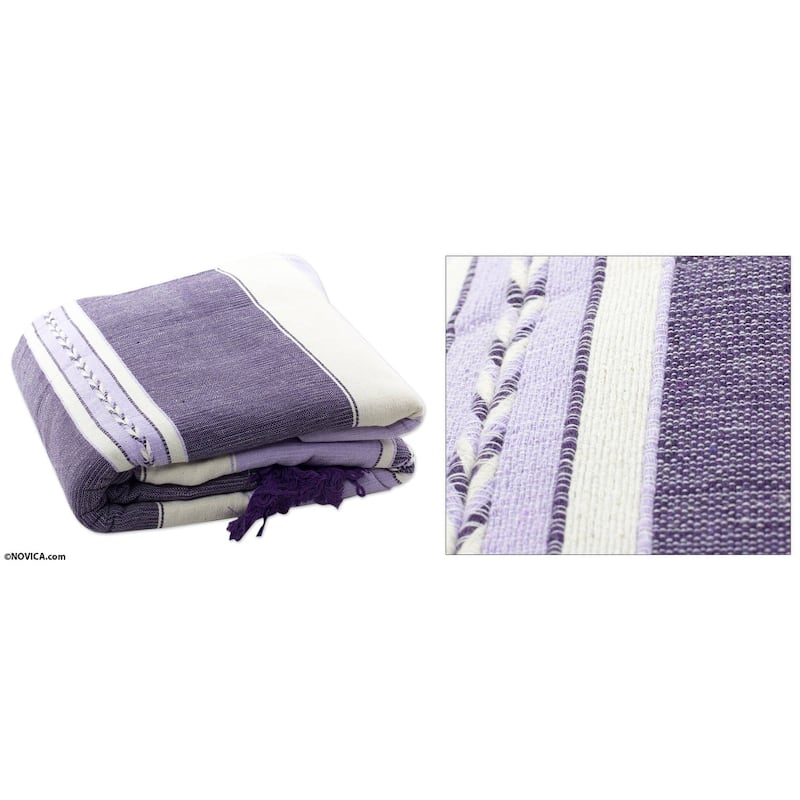 Handmade Lavender Warmth (twin) Zapotec cotton bedspread (Mexico)