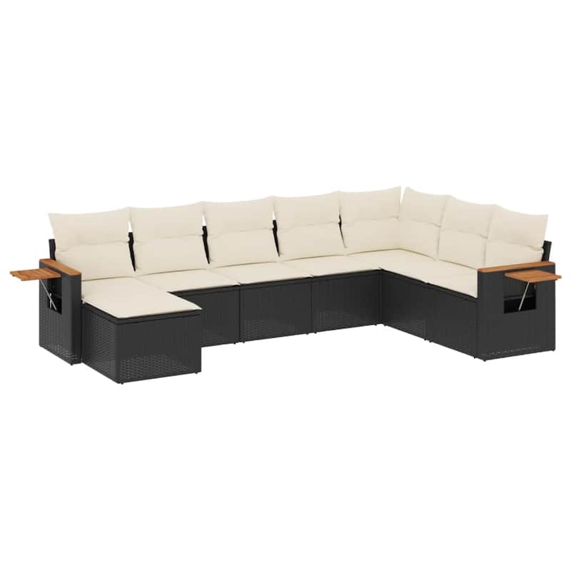 vidaXL Patio Sofa Set with Cushions Outdoor Conversation Furniture Poly Rattan - 21.7 x 21.7 x 14.6 in