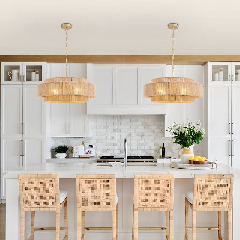 Starsky 4-light Rattan Hand-Woven Hemp Rope Chandelier