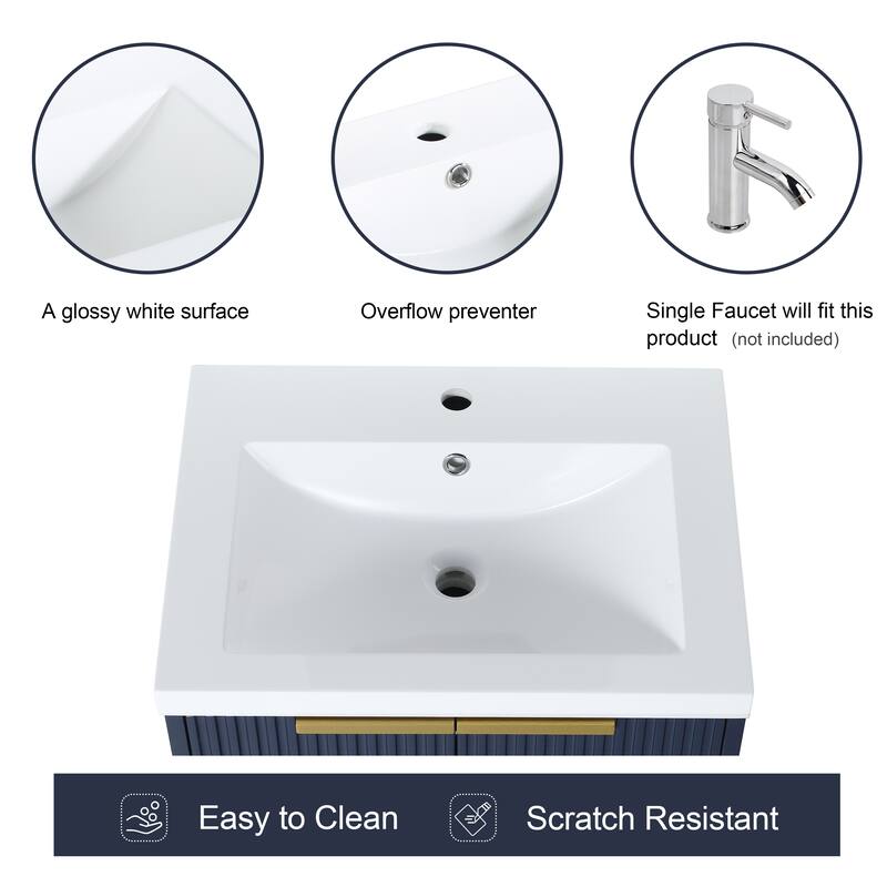 Malwee 24"/30"/48" FreeStanding Bathroom Vanity, Floor Stand Bathroom Vanity with Resin Top,Soft Close Door & Drawer