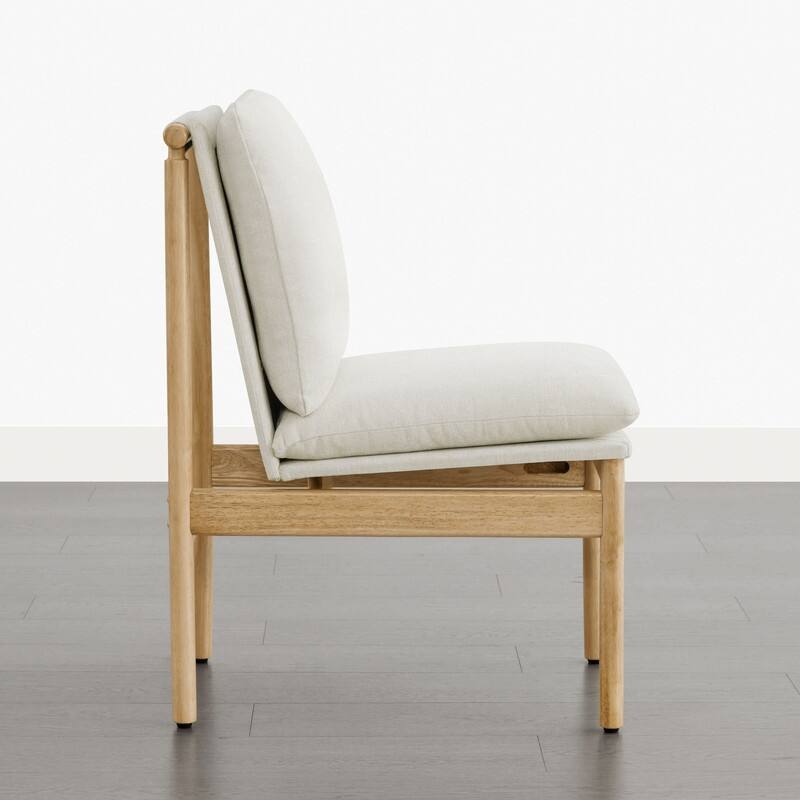 Spruce & Spring Mid-Century Modern Solid Wood Dining Chair with Tufted Cushion