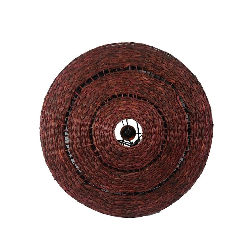 Hyacinth Jute Weaving Ceiling Pendant Light Fixture, Brown and Black