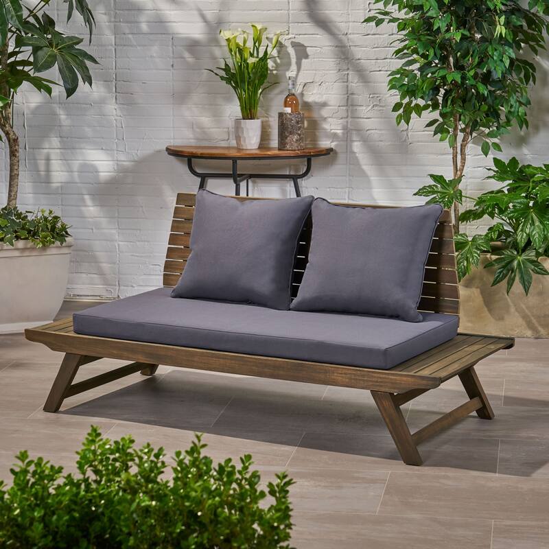 Roomfitters Outdoor Wood Loveseat with Cushions, Patio Seating Bench