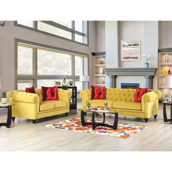 Furniture of America Ryn Transitional Yellow 2piece