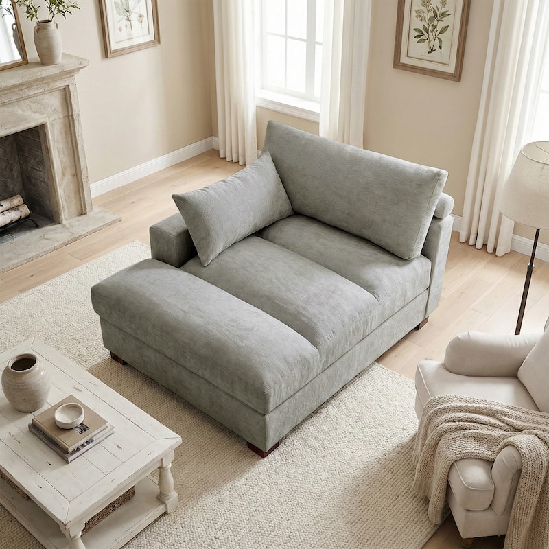 42"W Chenille Upholstered Chaise Lounge