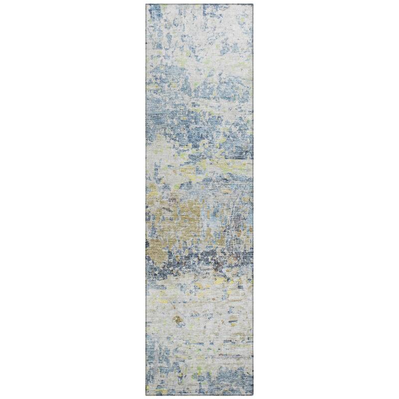 Machine Washable Indoor/ Outdoor Abstract Contemporary Chantille Rug