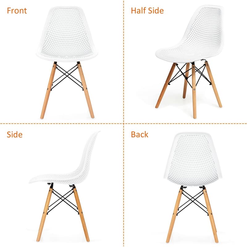 4 Pack Modern Mesh Dining Chair Set with Ergonomic Backrest and Beech Wood Legs - 22" x 18" x 32.5" (L x W x H)