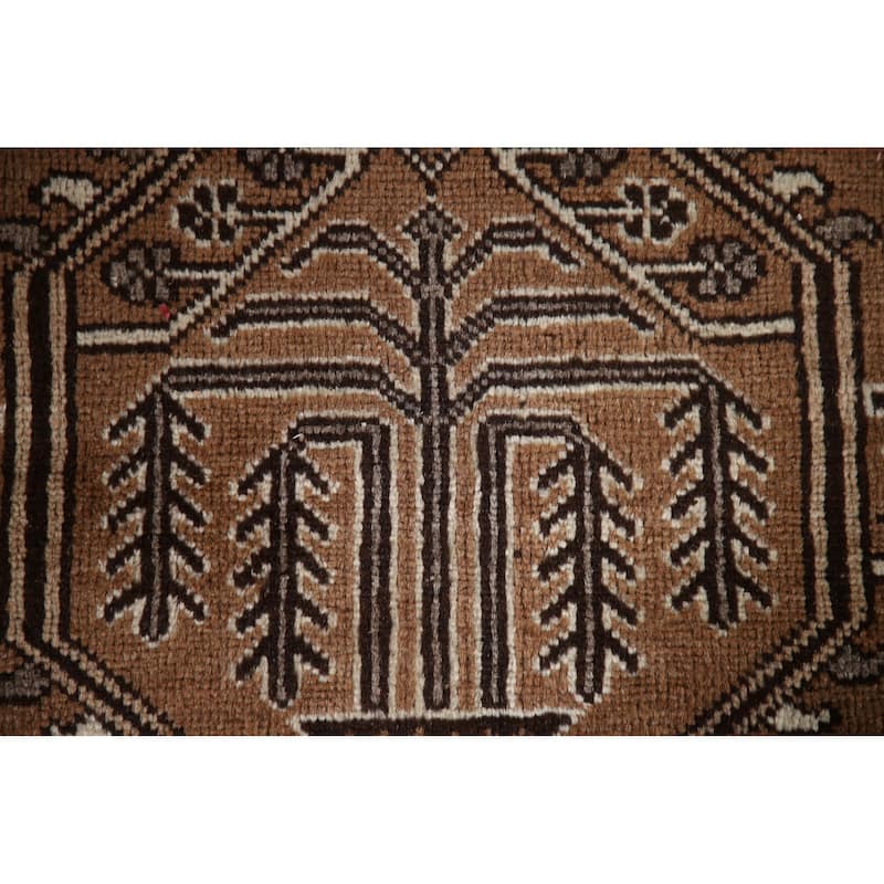 Geometric Brown Bakhtiari Persian Vintage Rug Handmade Wool Carpet - 6'5"x 9'11"