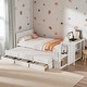 preview thumbnail 17 of 30, Twin Wooden Platform Bed with Trundle, Built-in Study Desk, Storage Shelf & 3 Drawers, Space-Saving Bed for Kids/Teens White