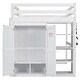 preview thumbnail 11 of 24, Solid Wood Loft Bed with Built-in Wardrobe and 4-Tier Storage Shelves, Full Size Loft Bedframe with LED Light and Ladder