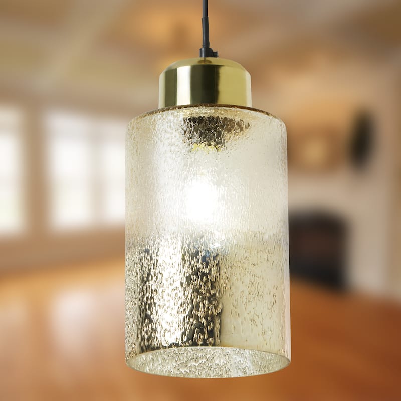 River of Goods Robin 6-Inch Clear and Gold-Painted Ombre Glass Pendant Light