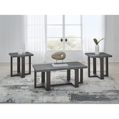 Signature Design by Ashley Dynnford Gray/Brown Table (Set of 3) - 49" W x 23.5" D x 19" H