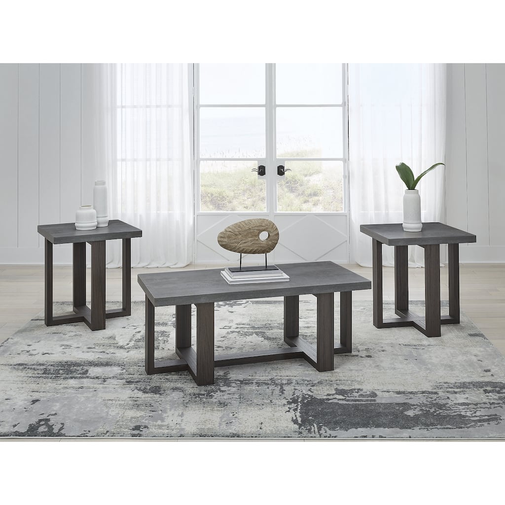 Signature Design by Ashley Dynnford Gray/Brown Table (Set of 3) - 49" W x 23.5" D x 19" H