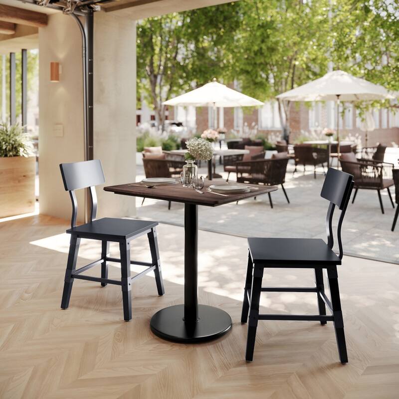 Commercial HPL Tabletop with Table Height Round Base - 29.75"W x 23.75"D x 29.5"H