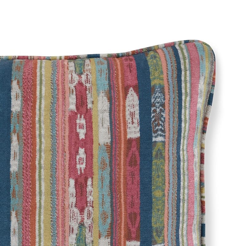 Lumbar Pillow Set of 4, 16 x 23 Inch Striped Red Blue White Green Polyester