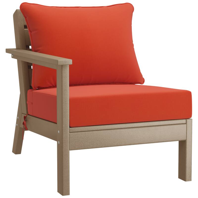 Birchwood All Weather HDPE Outdoor Patio Weathered Wood Deep Conversation Set (6-Piece Set)