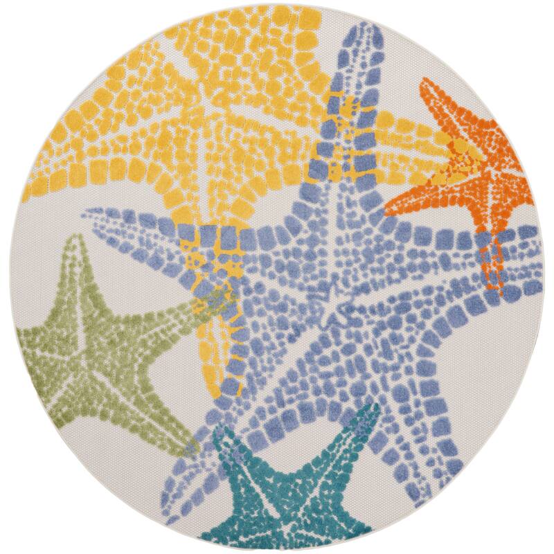 Aloha Coastal Starfish Beach Indoor/Outdoor Area Rug