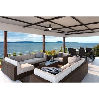 Casablanca 44" Verse Outdoor Ceiling Fan with LED Light Kit and Handheld Remote - Contemporary Retro - DAMP RATED!
