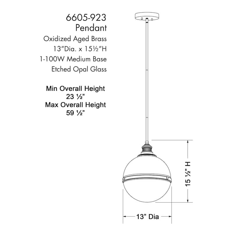 Minka Lavery 6605 Vorey 13" Wide Pendant with Etched Opal Glass