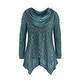 Catalog Classics Women's Lace Embroidered Teal Tunic Top - Cowlneck Long Sleeves