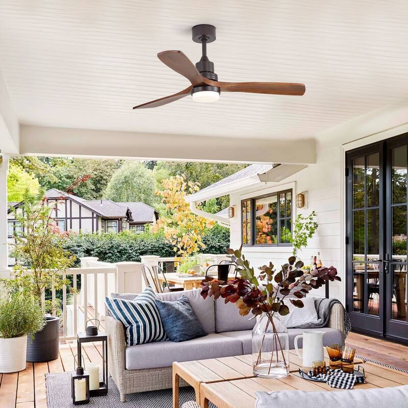 Sofucor 52 Inch Ceiling Fan with Light and Remote,Smart Optional,Quiet DC Motor for Bedroom Living Room Farmhouse Patio Porch