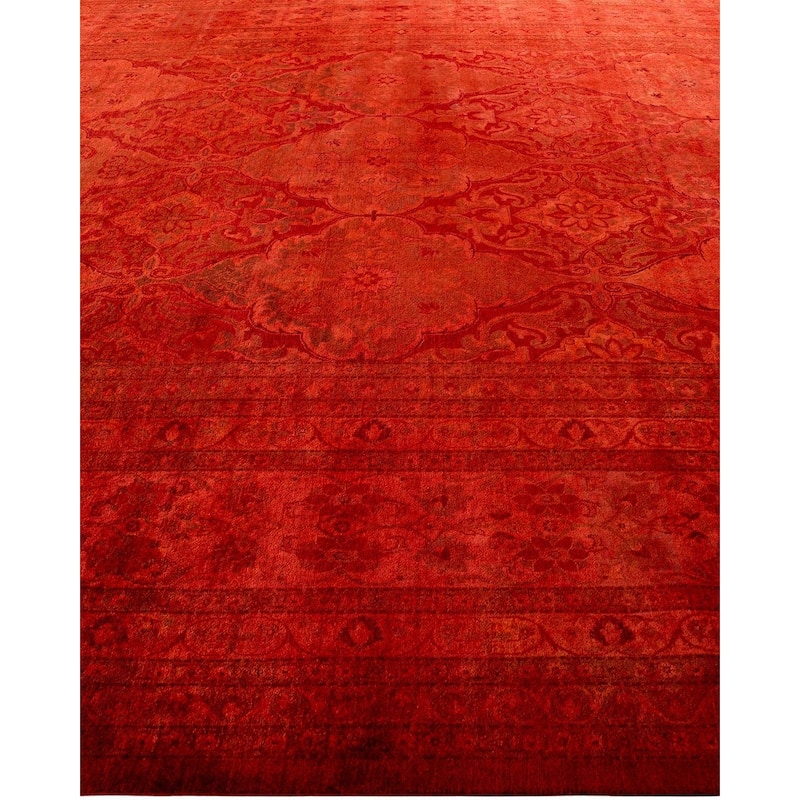 Overdyed, One-of-a-Kind Hand-Knotted Area Rug - Red - 10' 2" x 13' 10"