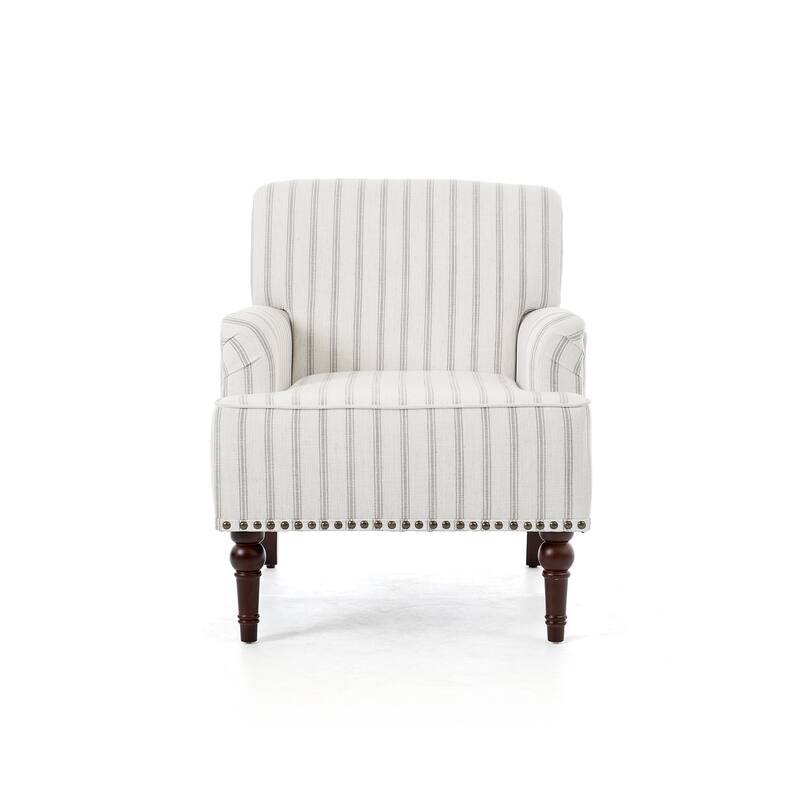 Linen Upholstered Armchair Nailhead Trim Accent Chair