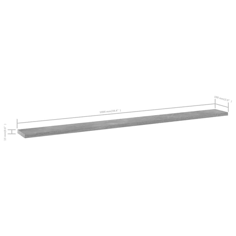 vidaXL Bookshelf Boards 8 pcs Concrete Gray 39.4"x3.9"x0.6" Chipboard