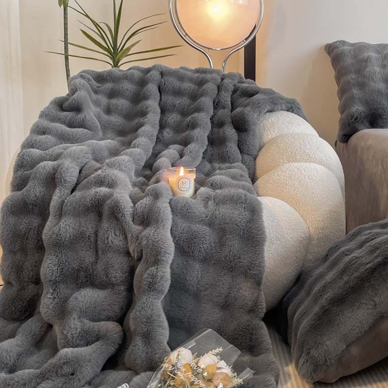 Rabbit Fur Grey Furry Throw Pillow Pack Of Grey Faux Soft Fur