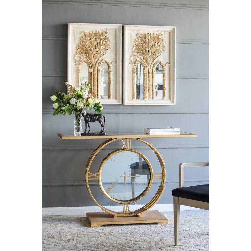 Mid-Century Modern Wall Mirror with Gold Leaf Details Set of 2