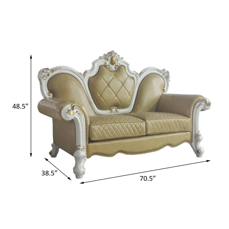 Deveraux Butterscotch and Antique Pearl Diamond Tufting Loveseat