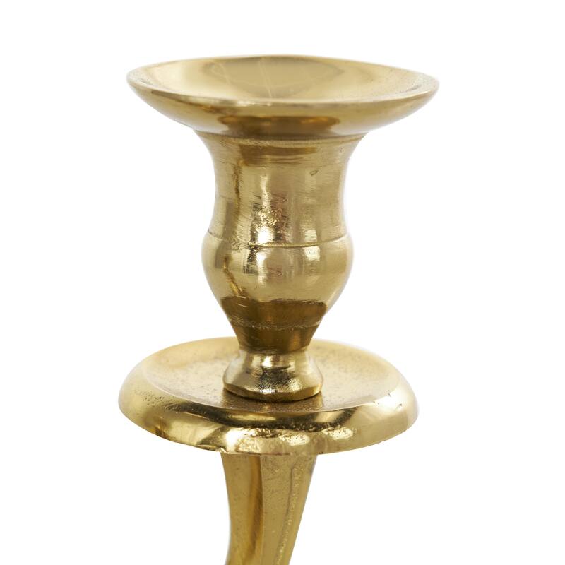 Aluminum Metal Scrolled Candelabra - Gold or Silver - Roche River Decor
