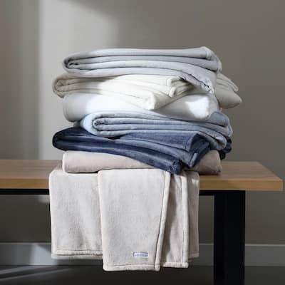 Calvin Klein Plush Solid Reversible Blanket