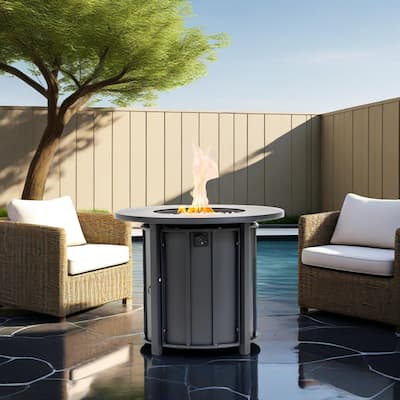30" Propane Round Steel Gas Fire Pit with 50000 BTU
