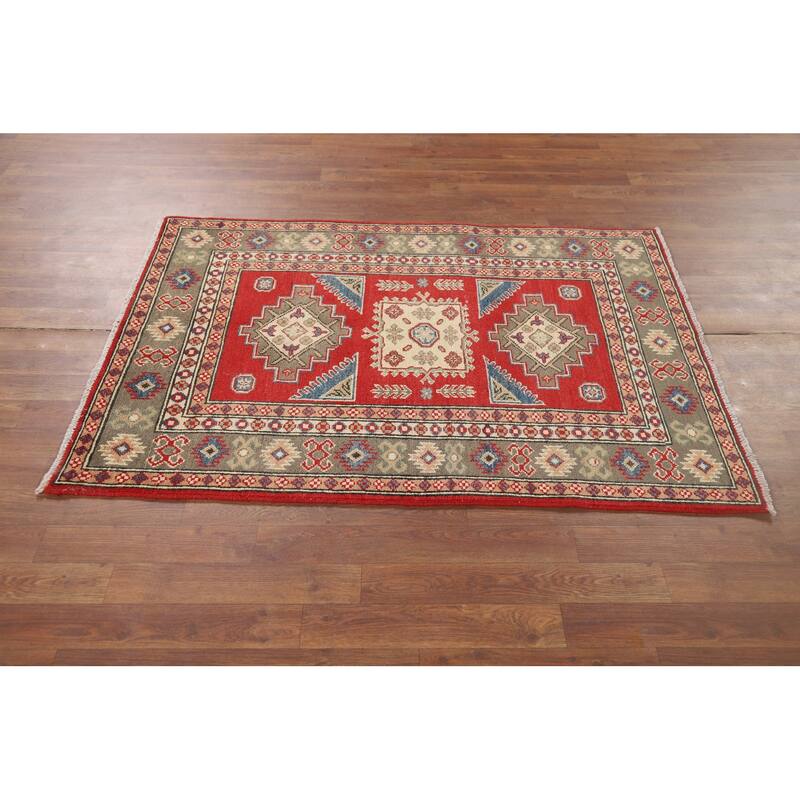 Kazak Foyer Rug Handmade Entryway Wool Carpet - 3'5" x 4'8"