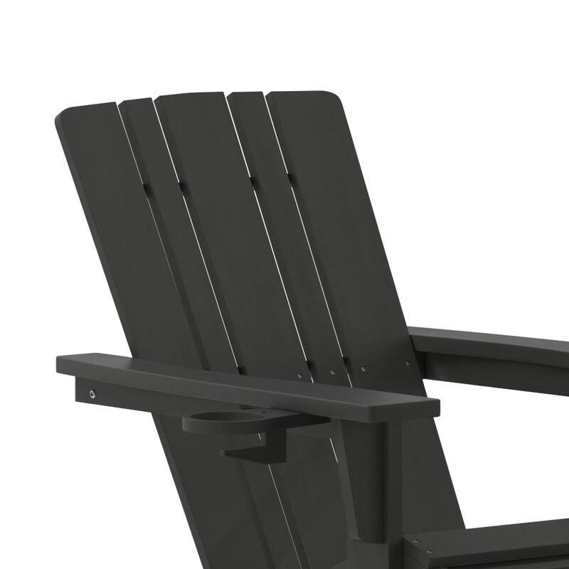 Commercial All-Weather Adirondack Chair with Pullout Ottoman & Cupholder