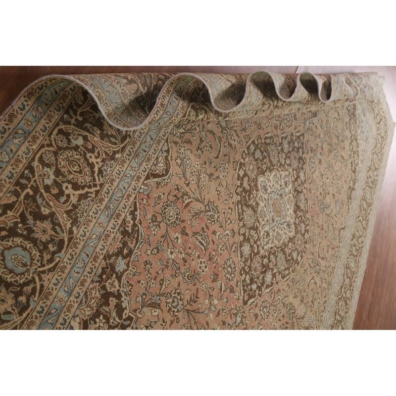 Hand Knotted Oriental 100% Wool Carpet Traditional Floral Oranges & Rust Mashad Area Rug - 13' 5'' X 9' 8''