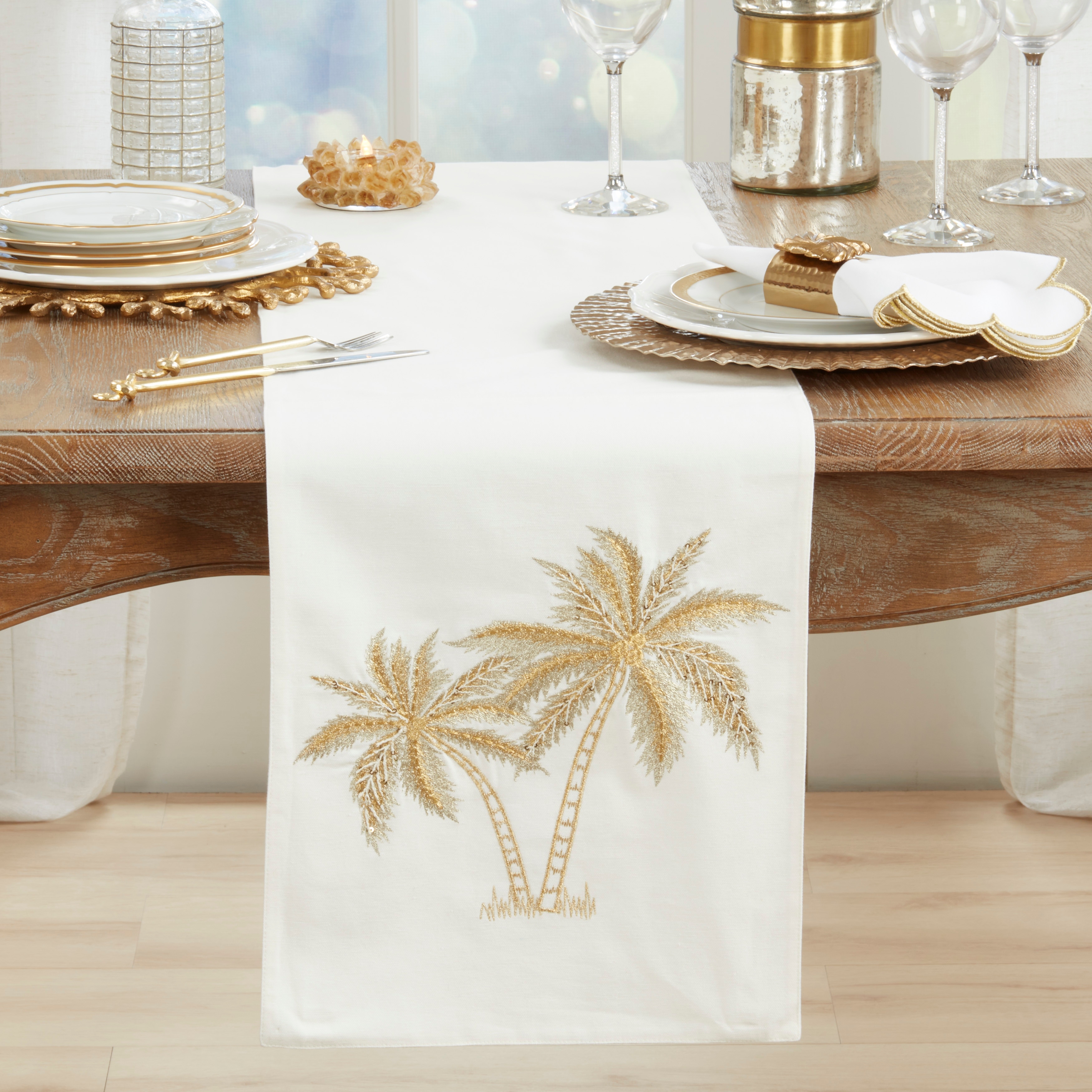 table runner 「狩人」A 帯リメイク　正絹 Palm Trees Table Runner - 13