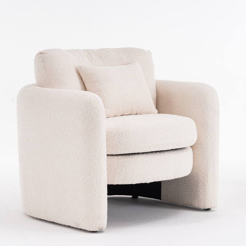 Chenille Round Corner Accent Chairs with Ergonomic Support and Tool-Free Assembly