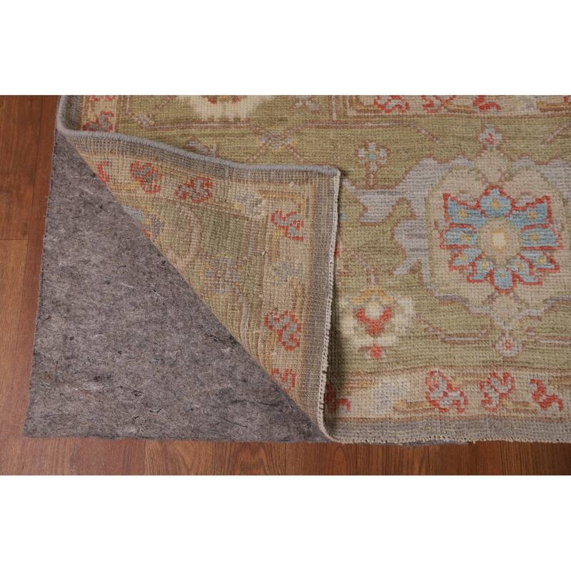 Oushak Turkish Area Rug Vegetable Dye Hand-Knotted Grey Wool Carpet - 8'1"x 9'9"