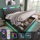 preview thumbnail 9 of 16, Twin/Full/Queen/King Upholstered Storage Bed with 360掳 LED, USB Type-C Charging, Remote/App Control, Black PU