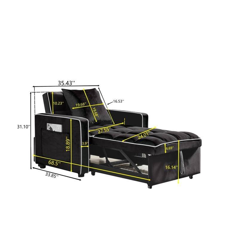 Modern 3-in-1 Sofa Chair Folding Sofa Bed Adjustable Back Into a Sleeper Sofa ,Recliner