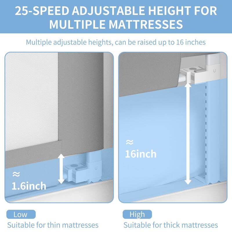 Bed Rail for Toddlers, Detachable Baby Bed Rail Guard - White