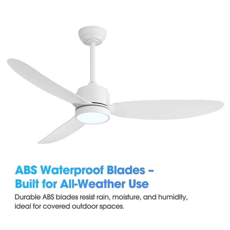 MLiAN 42 in 3 ABS Blades Indoor and Outdoor Ceiling Fan with Integrated LED and Remote Downrod