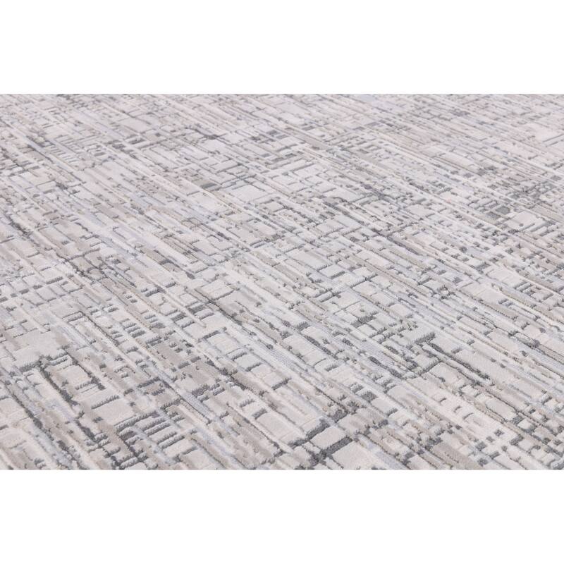 Nevada Collection Abstract Hash Design Neutral Area Rug