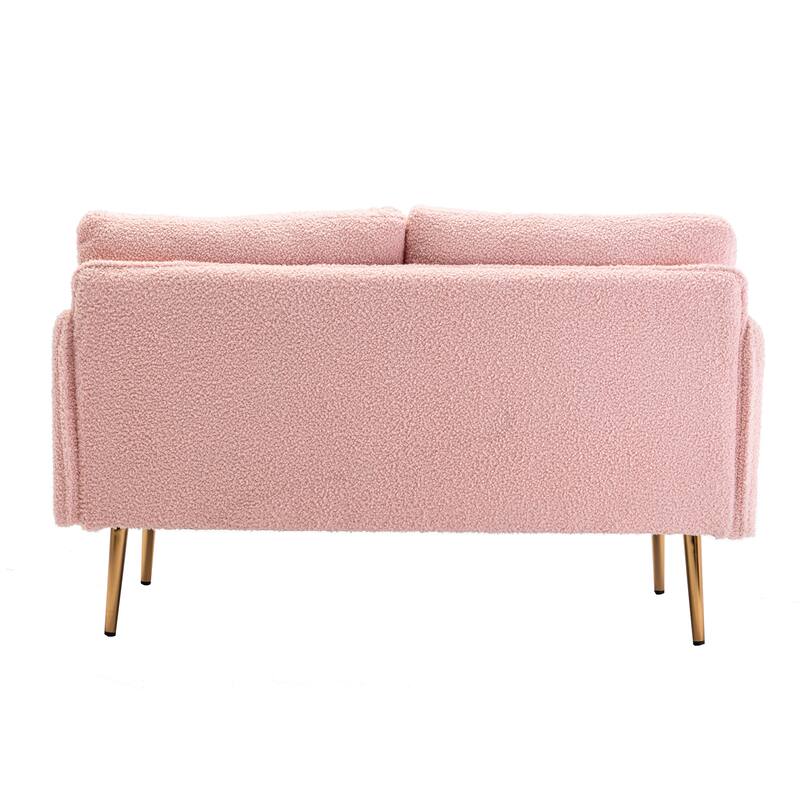 Polyester Upholstered Living Room loveseats sofa With Golden Legs