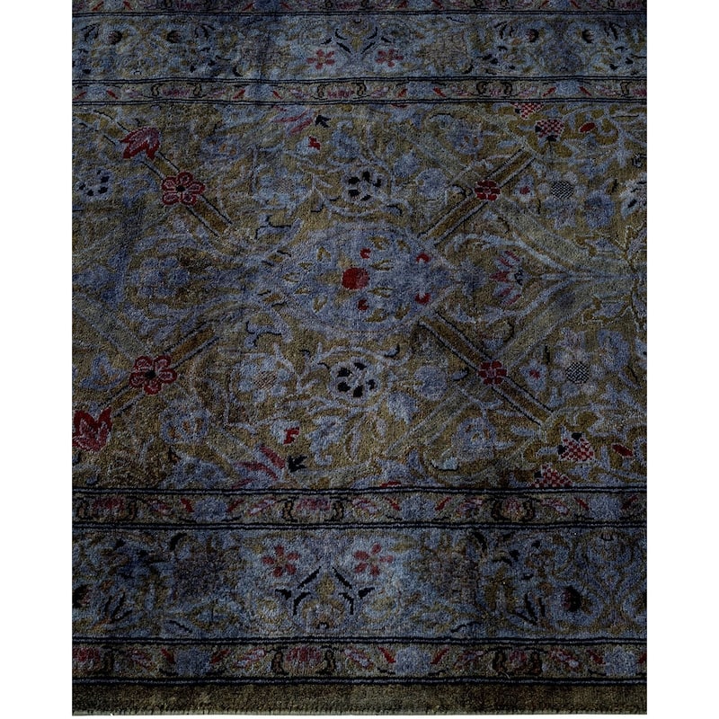 Overton Hand Knotted Wool Vintage Inspired Modern Contemporary Overdyed Gray Runner Rug - 2' 8" x 18' 10"