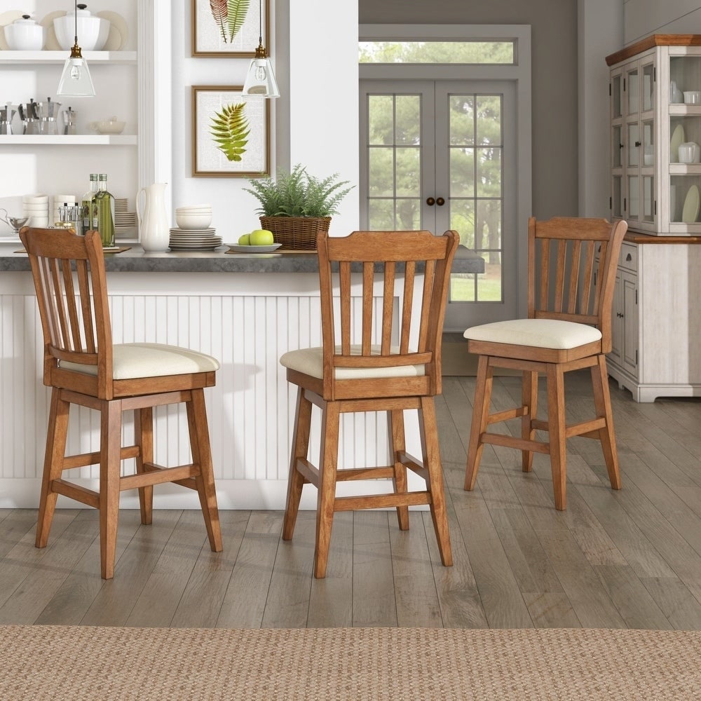 Eleanor slat back wood swivel counter stool new arrivals